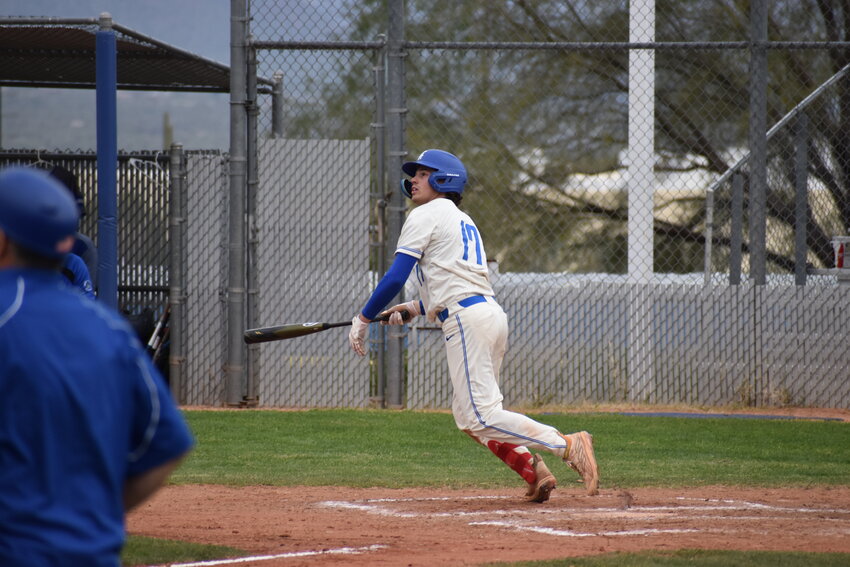Senior Tyler Langer hit two home runs in the 15-0 win over Camp Verde. (Independent Newsmedia/George Zeliff)