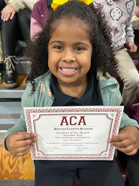 Arizona Charter Academy student Rose Thompson was recognized as the school&rsquo;s Student of the Month in December.