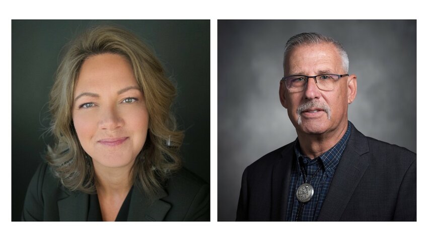 Running for mayor of Florence, from left to right, are Michelle Cordes and Keith Eaton