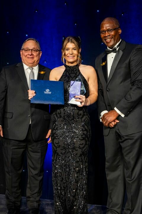 Sydney Franks is the 2024 BGCS Youth of the Year. Mark Bosco, left, and Ivan Gilreath, right, present her award at the Celebrate Youth Gala. (Submitted photo/BGCS)