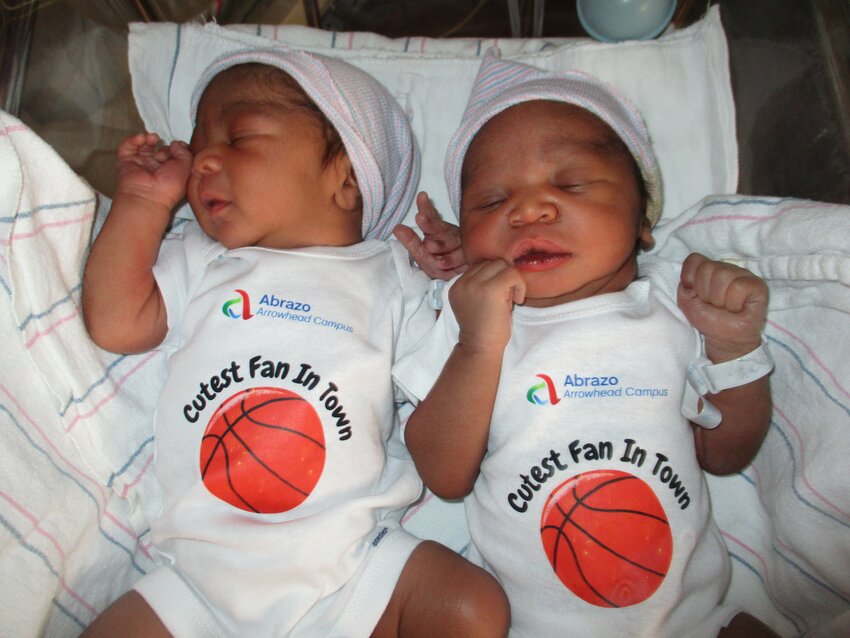 These twin college basketball fans were recently born at Abrazo Arrowhead Campus in Glendale, ready to cheer on the teams playing for the NCAA Championship on Monday, April 8.