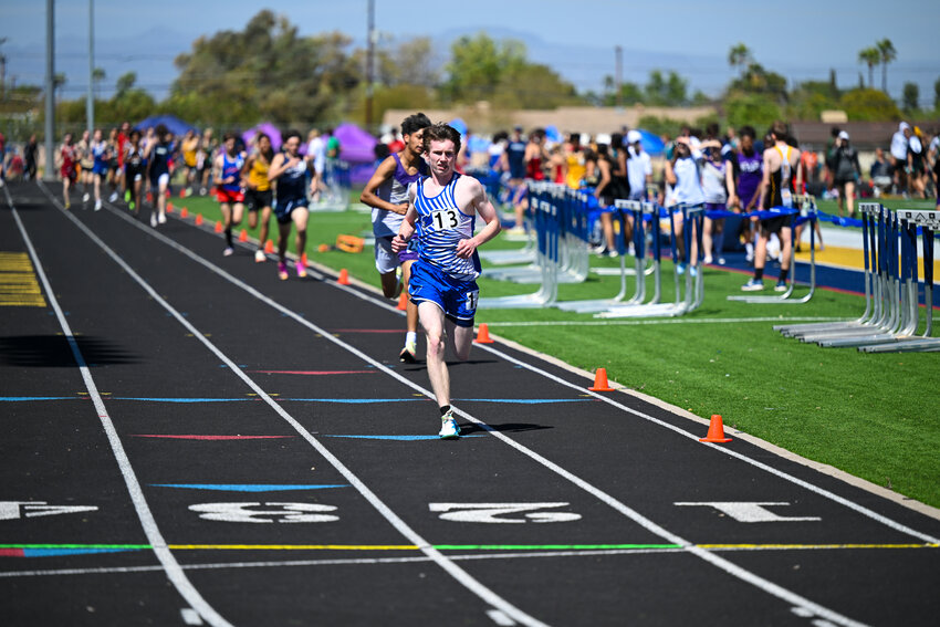 Sophomore Colby Wright leads the pack at a recent meet. (Submitted photo/Kim Guerrette)