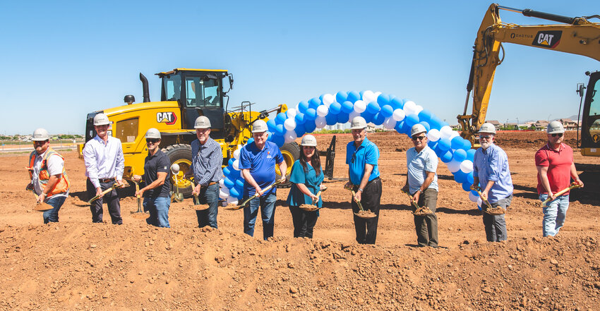 Officials from Chasse Building Team, Foursite Consulting, Frankel Family Trust, Optimus Engineer, BMA Architecture and the town of Gilbert break ground on  Tuscany at Gabriella Pointe.