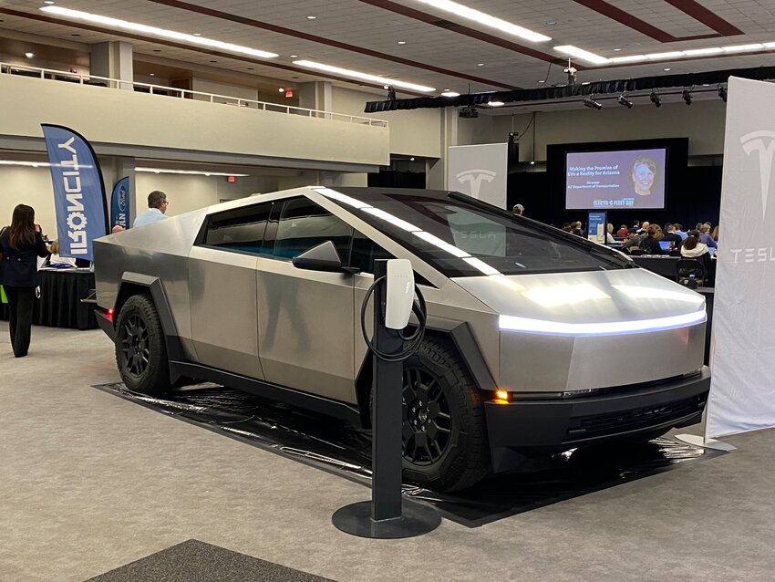 A Tesla Cybertruck on display at the EV Fleet Day in Mesa on April 3.