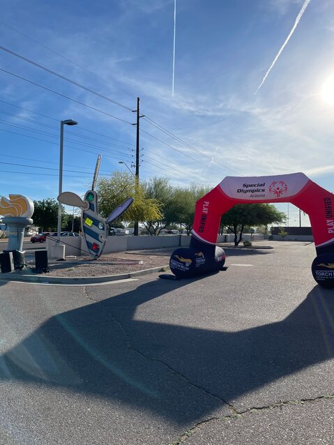 Start and finish line of the 2023 Law Enforcement Torch Run for Special Olympics Arizona.