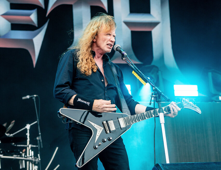 Dave Mustaine of Megadeth performs during the Louder Than Life Music Festival on Sept. 22, 2023, at Highland Festival Grounds in Louisville, Kentucky.