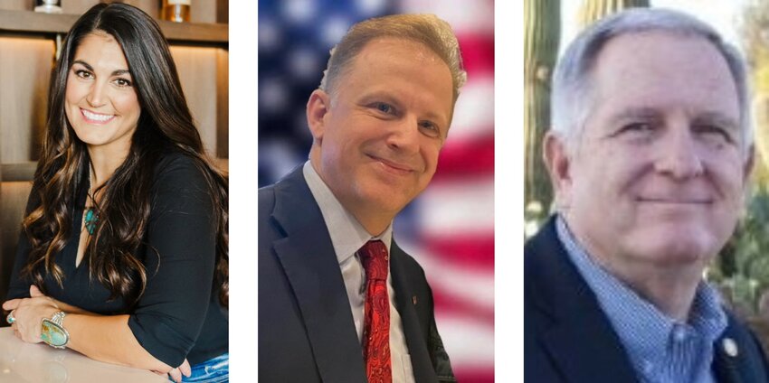 Gilbert's mayoral candidates for the 2024 election are, from left, Natalie DiBernardo, Shane Krauser and Scott Anderson.