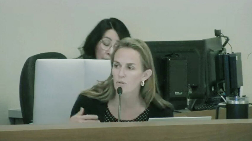 Chandler Unified School District Chief Financial Officer Lana Berry explains the use of ESSER funds for continuing education to the Governing Board at its April 24 meeting.