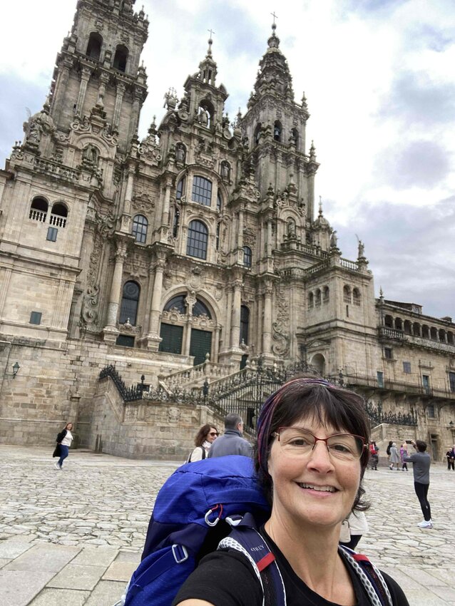 Leanne Vaeths, at the cathedral of Santiago de Compostela, will present a travelogue on her pilgrimage May 21 at Shepherd of the Hills United Methodist Church.