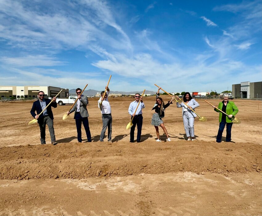 Business leaders and city dignitaries had fun April 18 during the ceremony to break ground on Phase 3 of Level Crossing at 13550 N. Dysart Road.
