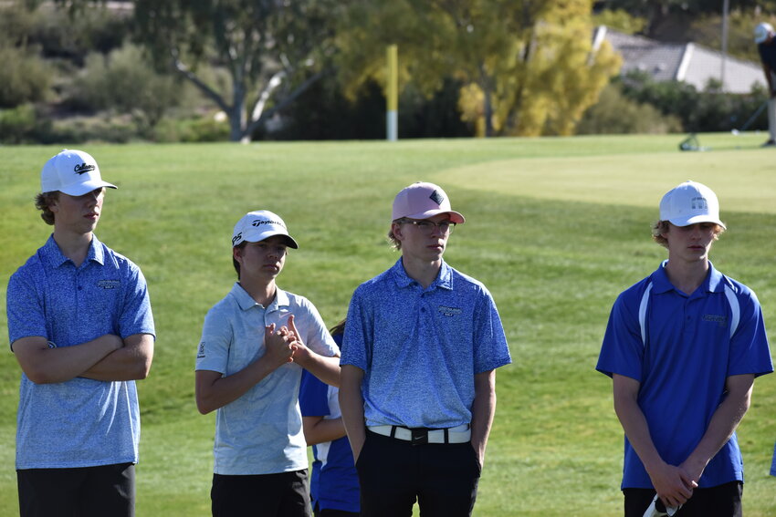 The Falcon golf team qualified for the state tourney for the first time since 2021. From left, senior Tom Tiebert, sophomore Adam Oberg, senior Jaxson Butcher and senior Ethan Schafer. (Independent Newsmedia/George Zeliff)
