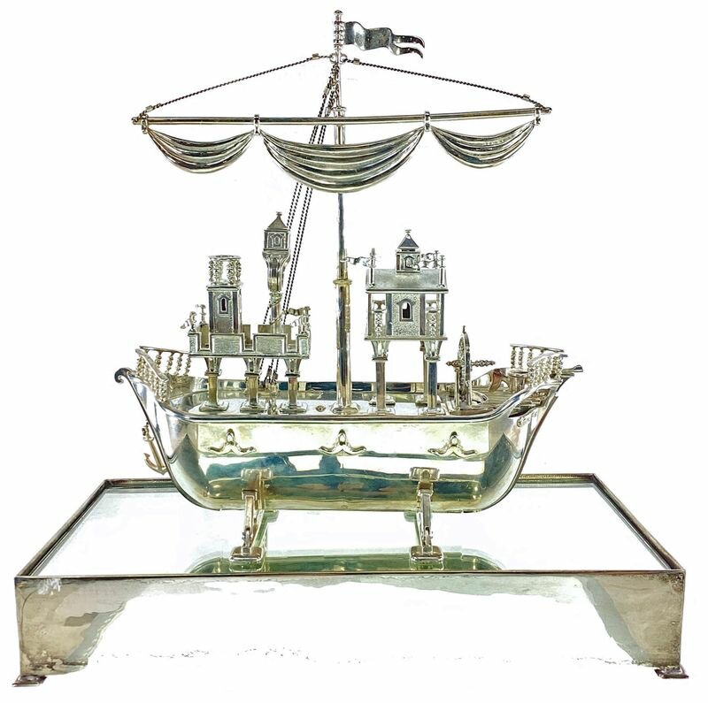 An Israeli-made Yossi Swed silver galleon Havdalah set that belonged to the late Albert Joseph &quot;A.J.&quot; Goulder, of Scottsdale, will be auctioned on May 4 at EJ's Auction &amp; Appraisal in Glendale.
