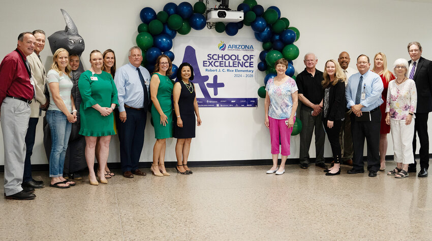 In late April, Robert Rice Elementary celebrated making the annual Arizona Educational Foundation A-Plus School of Excellence for the first time. Staff from the school, which opened in 2020, along with the school&rsquo;s Rhinos mascot and Chandler Unified School administrators and Governing Board members, were on hand to celebrate.