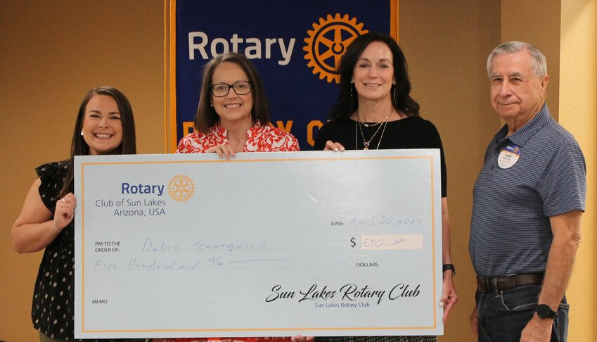 Debra Georgvich, Special Education Department Chair at the Chandler Unified School District&rsquo;s Santan Junior High School, second from the left, was named the Rotary Club of Sun Lakes&rsquo; April 2024 Teacher of the Month.