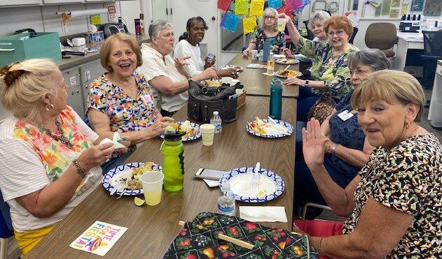 New and longtime members share conversation, tacos and margaritas at Rip &rsquo;N&rsquo; Sew&rsquo;s Cinco de Mayo eve party inside the club.