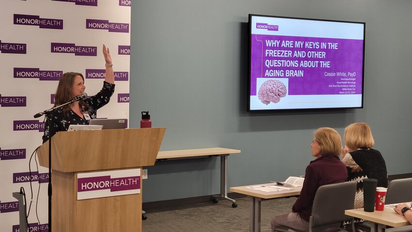 Cassie White, HonorHealth neuropsychologist, presents during a Better Brain Fair.