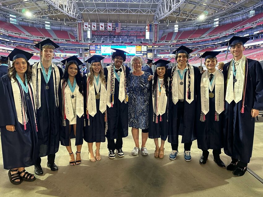 Deer Valley High School 2023 graduates gather at State Farm Stadium. All DVUSD and PUSD graduations are at the Glendale stadium again.