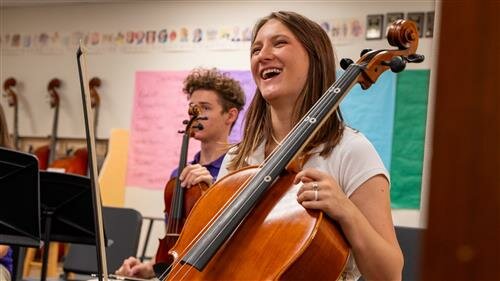 Gilbert Classical Academy students participate in an Orchestra class.