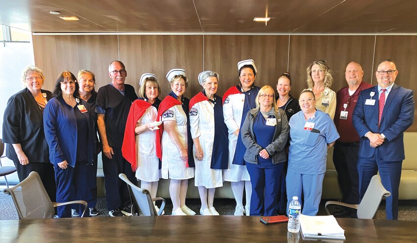 Abrazo Scottsdale Campus nurses and leaders were visited by the Arizona Nurse Honor Guard as part of the hospital&rsquo;s Nurses Week activities. (Submitted photo)