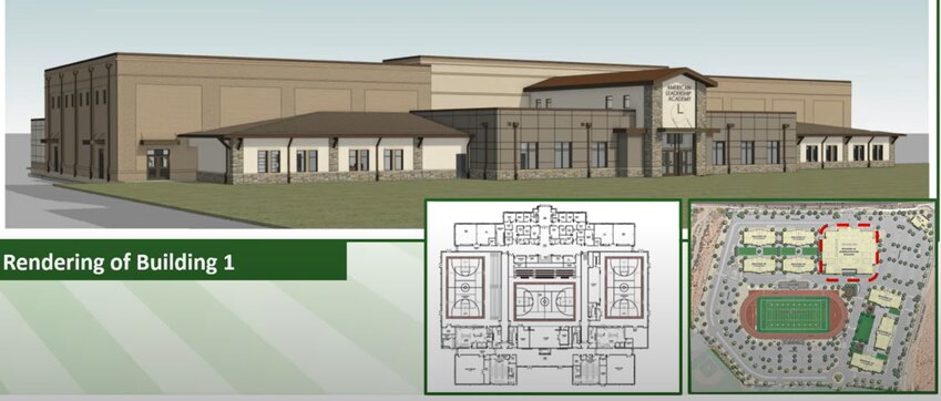 Peoria leaders addressed resident questions about a new school planned for the Vistancia commercial core in a live webinar May 1. This is a rendering of American Leadership Academy.