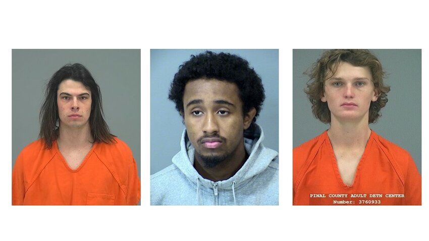 From left to right, alleged &ldquo;Gilbert Goons&rdquo; Jacob Pennington entered plea deals in two assault cases in Maricopa and Pinal counties, Deleon Haynes entered a plea deal in Maricopa County, and Garrett Bagshaw entered a plea deal in Pinal County.