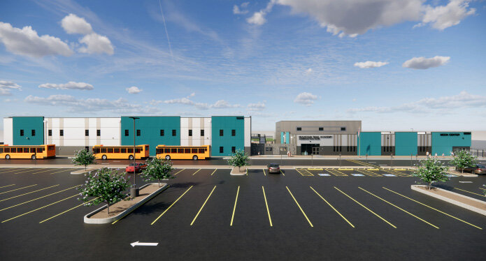 A rendering of Queen Creel Unified School District's newest elementary school, Mountain Trail Academy, in Mesa.
