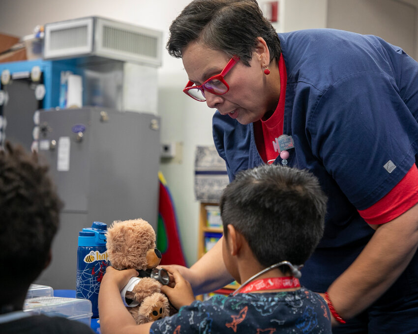 Nurses from Abrazo Central Campus held a Teddy Bear Clinic with kindergarten and first-grade students at Maryland Elementary School.
