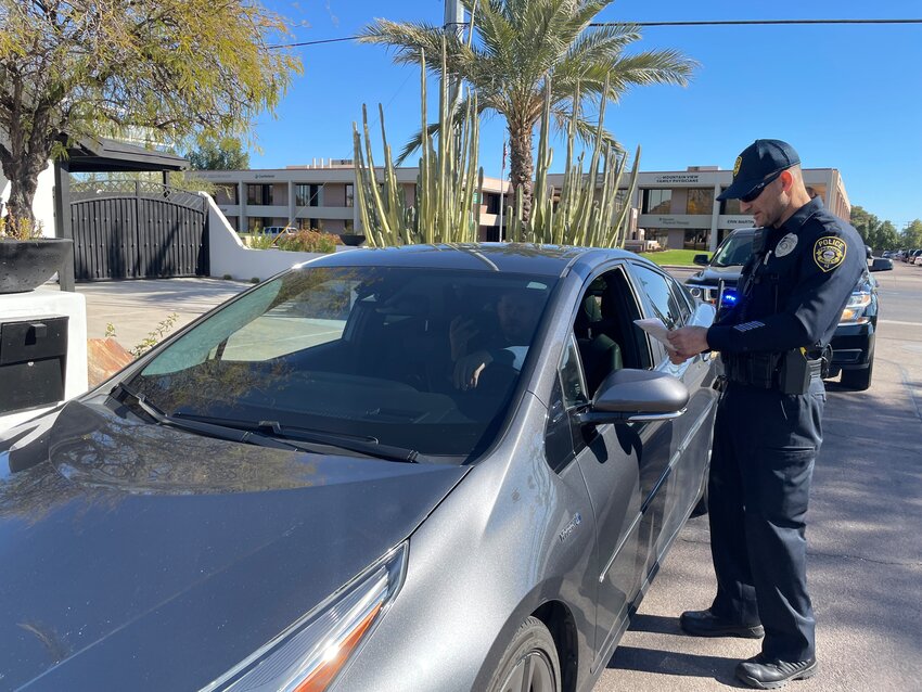 Paradise Valley Police Department Officer Raja Karim performs a traffic stop.