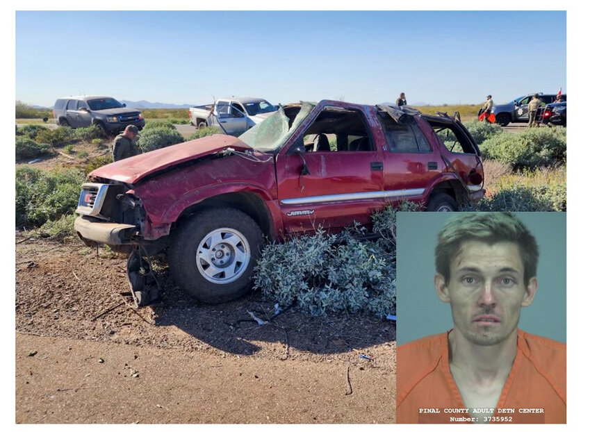 The driver of the vehicle, Timothy Broyles, 33 (inset), was sentenced to more than 20 years in prison for seriously injuring two during a high-speed crash with PCSO.