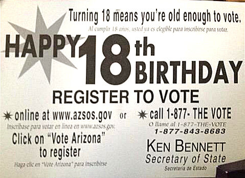This is the card that state Rep. Cesar Aguilar received on his 18th birthday from then-Secretary of State Ken Bennett.