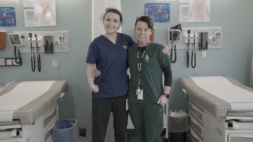 West-MEC student and Surprise resident Lauryn Matzke and her instructor Stacy Ray. Matzke lives with cerebral palsy and Type 1 diabetes, and is enrolled in West-MEC's medical assisting program.