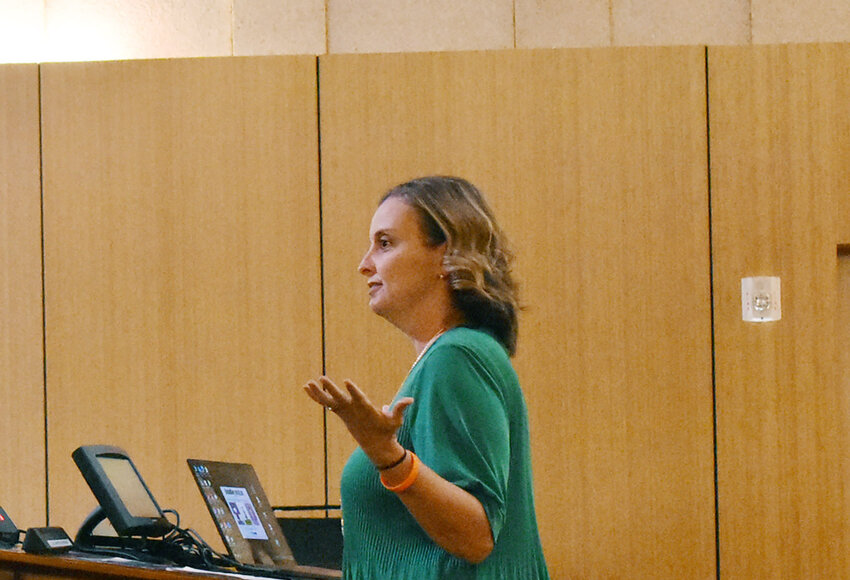 Stephanie Jarnagan speaks to the Chandler City Council at its May 23 regular meeting. Jarnagan and her son, Connor, both spoke at the meeting about the lethal nature of brass knuckles, which the council banned for minors in the city by giving final approval to ordinances that address brass knuckles and mass teen gatherings.