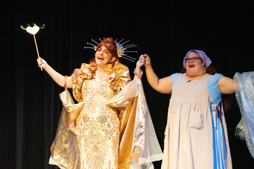Cinderella was played by Davina Watson (right) and the Fairy Godmother by Christine Armstrong (left).
