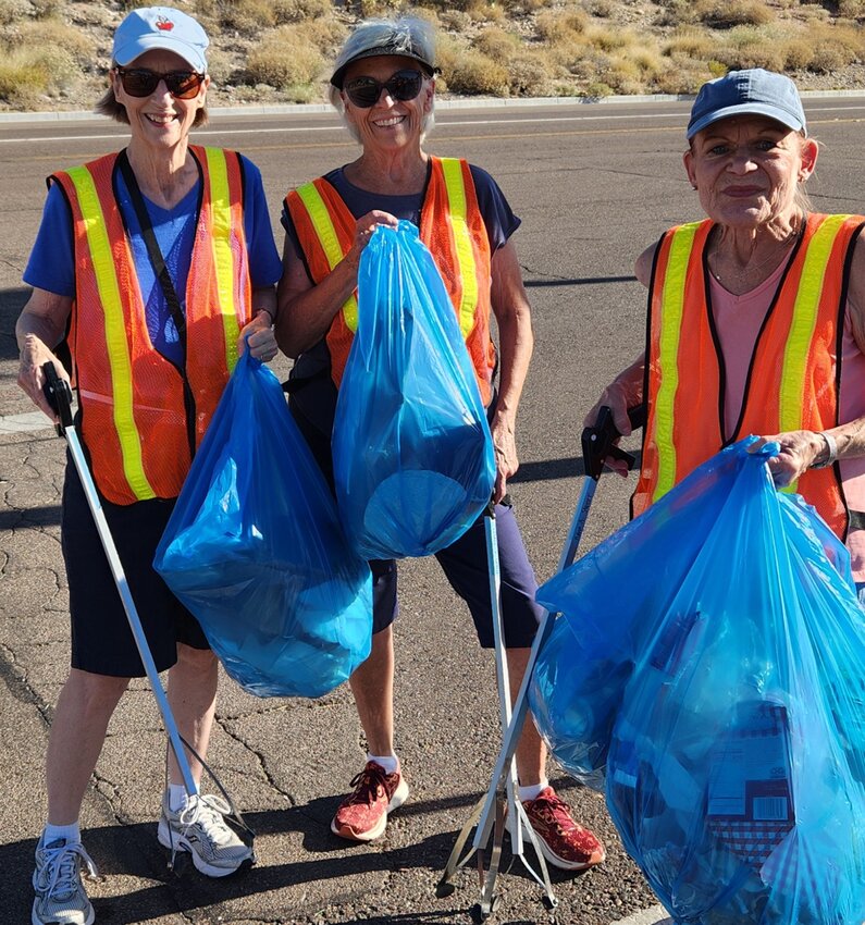 Four Peaks Women&rsquo;s Club has been participating in the Adopt-A-Street program in Fountain Hills for 25 years. Pictured from left, Gail Appeldorn, Linda Carroll and Rebecca Ellison were some of the women who were out early Saturday morning, June 1, doing their part to keep Fountain Hills beautiful.