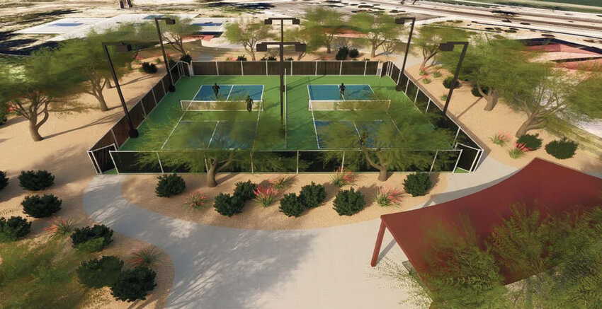 This artist's rendering provides a closer look at what new pickleball courts at Sierra Verde Park in Glendale would look like if they are added in the place of current sand volleyball courts.