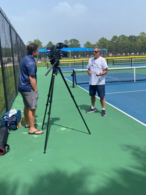 Mark Miller speaks on Suncoast News Network about his pickleball Munchkin Program in Sarasota, Fla. (Submitted photo/Mark Miller)