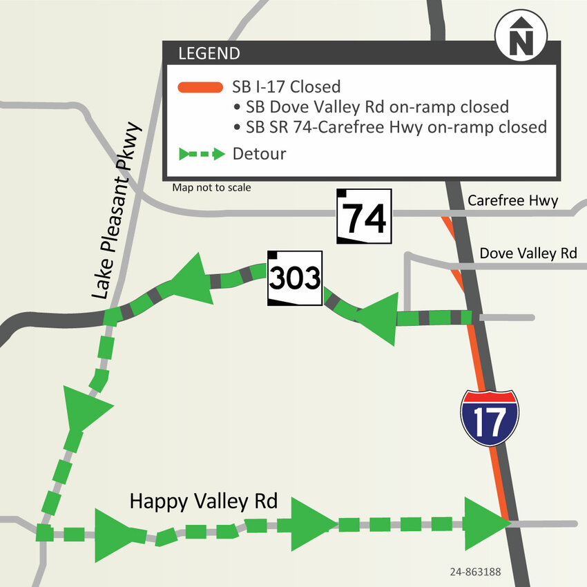 A stretch of southbound Interstate 17 is scheduled to be closed this weekend, July 26-29,