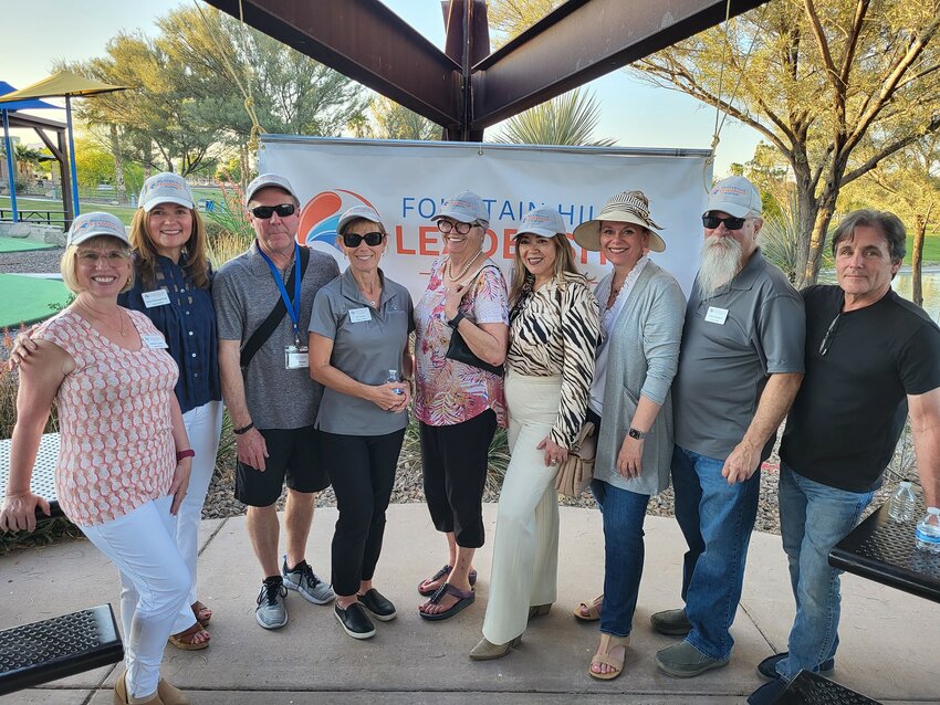 Graduates of Fountain Hills Leadership Academy Class 8, who serve as the current FHLA planning committee, gathered to welcome guests at a special Future Leaders Forum Thursday, April 10, at Fountain Park.