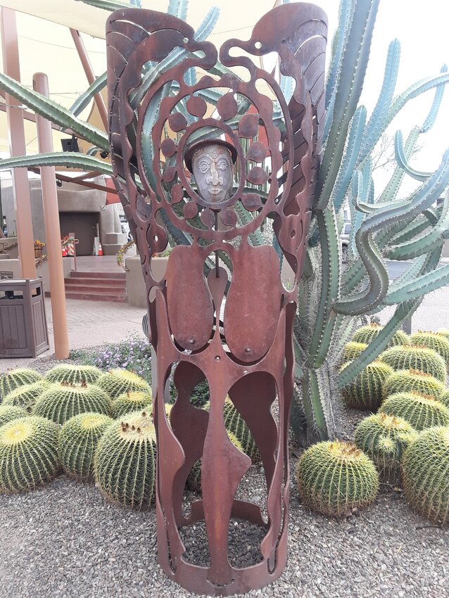 Gordon Paul Mischke&rsquo;s abstract steel sculpture, &ldquo;Desert Madonna&rdquo; stands at the entrance of the Town of Carefree&rsquo;s amphitheater. The piece features human faces, birds, flowers and other natural elements.