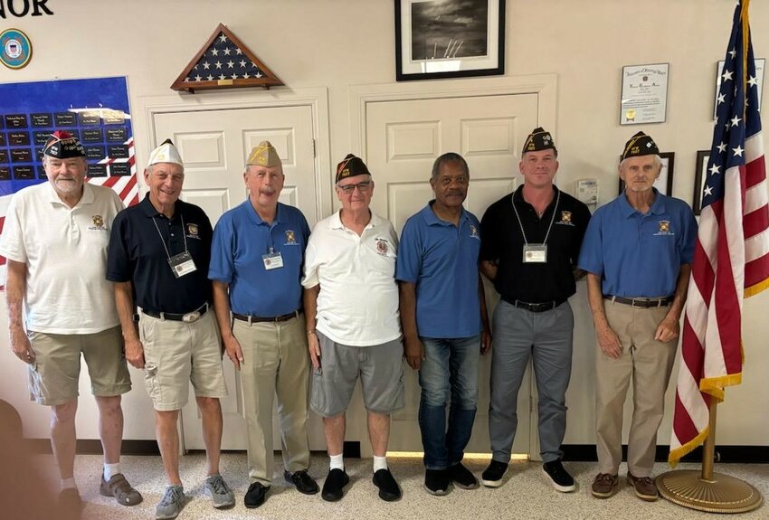 New VFW Post 7507 officers for the 2025-2026 term were recently sworn in by Bill Luzinski, a prior Post Commander. The new officers will take office upon completion of the VFW State of Arizona convention in Tucson Sunday, June 8. Pictured from left are trustees Richard Taylor, Steve Messel and Don Hervey, Chaplain Sandy Borken, Junior Vice Commander Mike Cuthberson, Senior Vice Commander Brian Minzey and Commander Richard (Dick) Holper. Not pictured are Quartermaster Carl Krawczyk, Adjutant Matt Hartman and Service Officer Partrick Garman.
