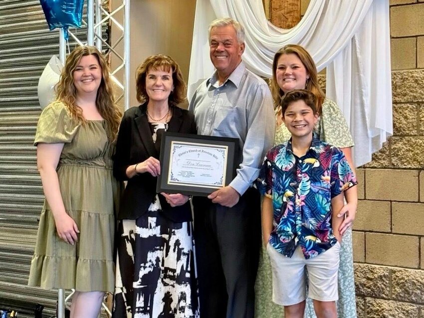 Pastor Emeritus Pastor Don Lawrence with his family at Christ&rsquo;s Church during the 41st anniversary celebration.