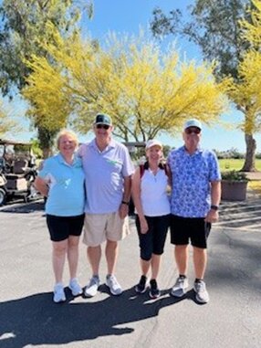 Charlotte Klawitter, Lee Klawitter, Betty Jenkins and Larry Jenkins won first place on the back nine of the Bye-Bye Snowbirdies Scramble.