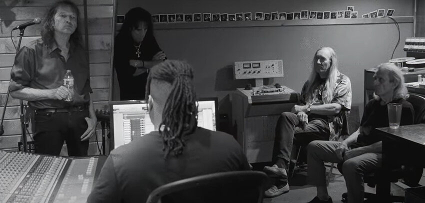 This image taken from YouTube shows a shot from The Alice Cooper Band&rsquo;s new video, &ldquo;Wild Ones,&rdquo; released Wednesday. The band&rsquo;s original lineup in July will release its first new album together in 52 years.