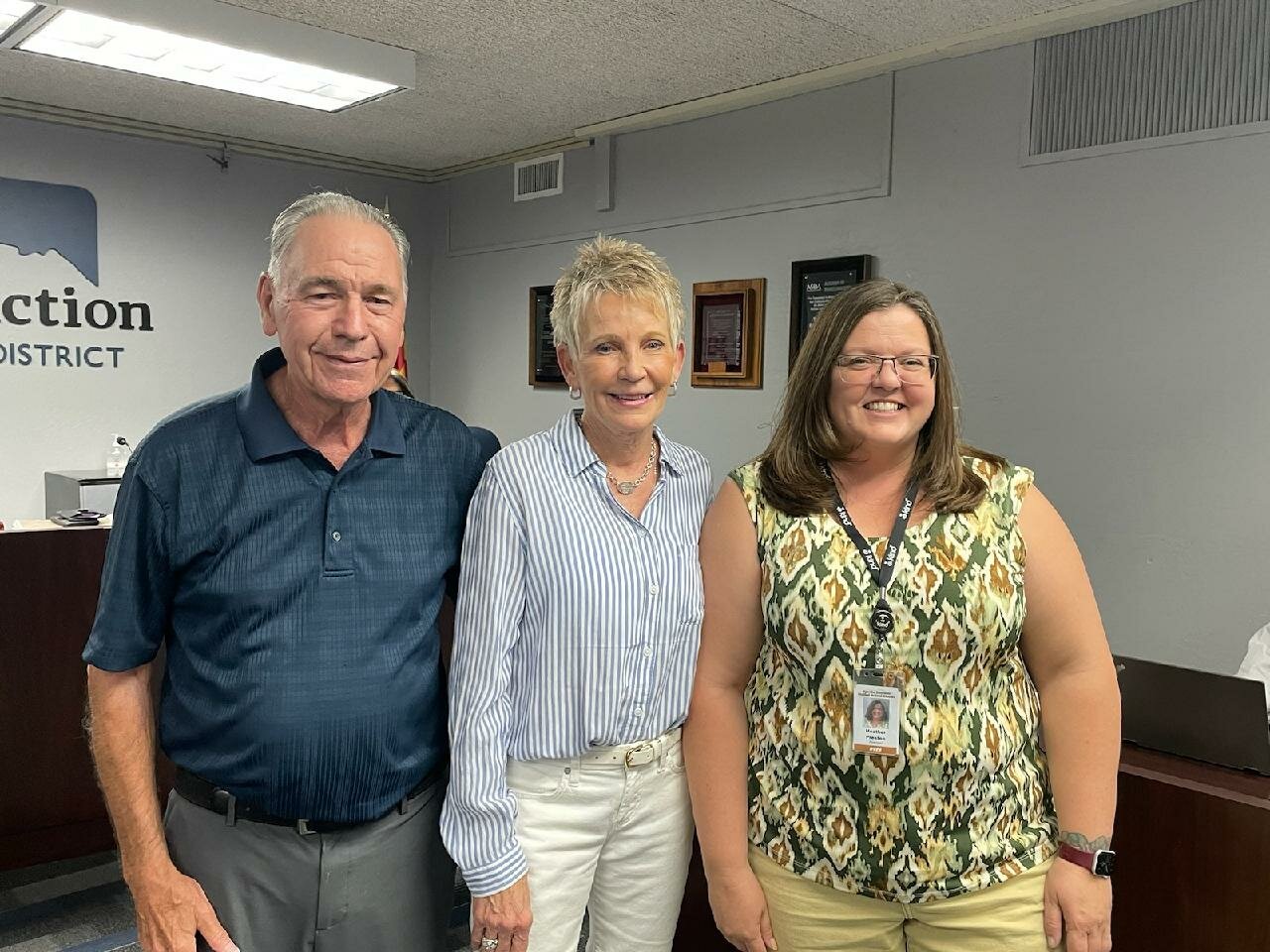 From left are Gold Canyon Arts Council member Ray Cunningham, piano donor Nanci Wilson and Desert Vista Elementary School Principal Heather Preston.