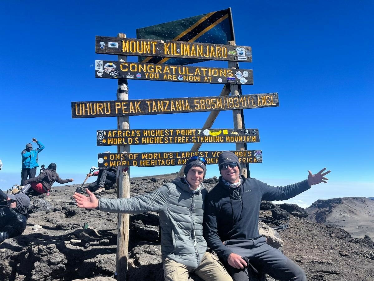 Paradise Valley Police Chief Freeman Carney, on right, with his son, at the summit of Mount Kilimanjaro in Tanzania.