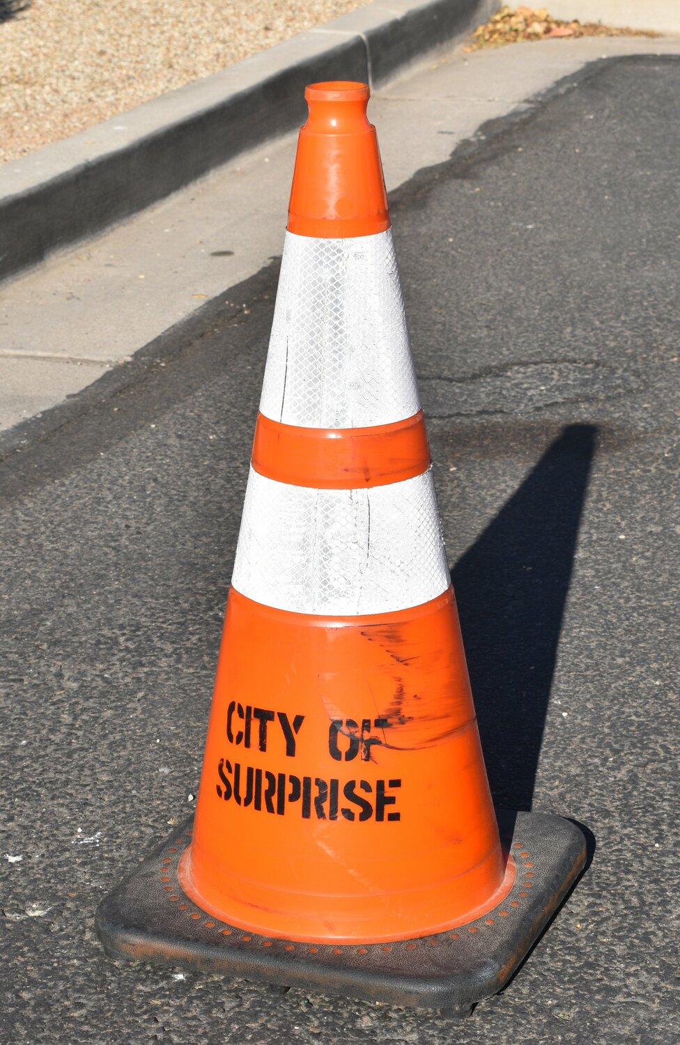 A city of Surprise traffic cone.