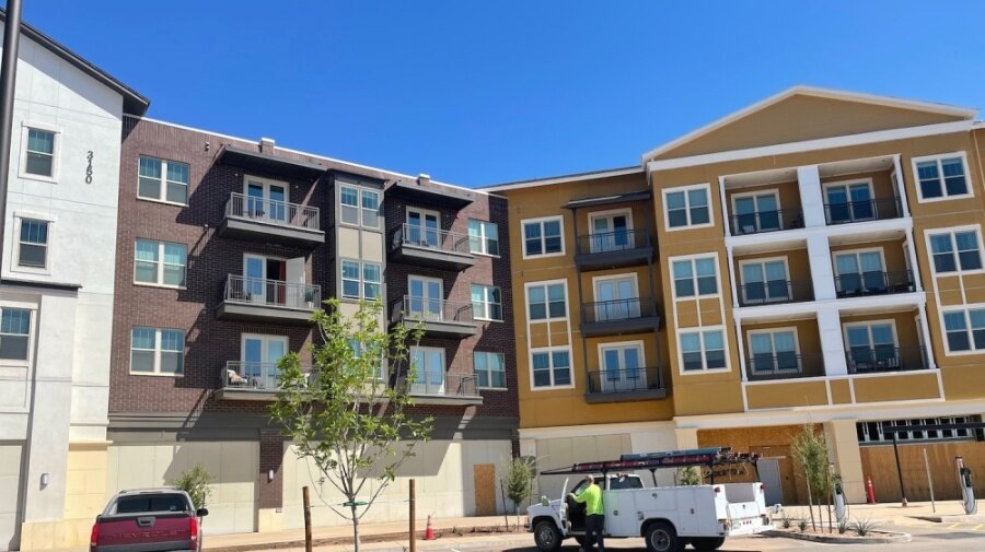 Epicenter is a vertical mixed-use development in Gilbert with apartments over ground-floor restaurants and retail.