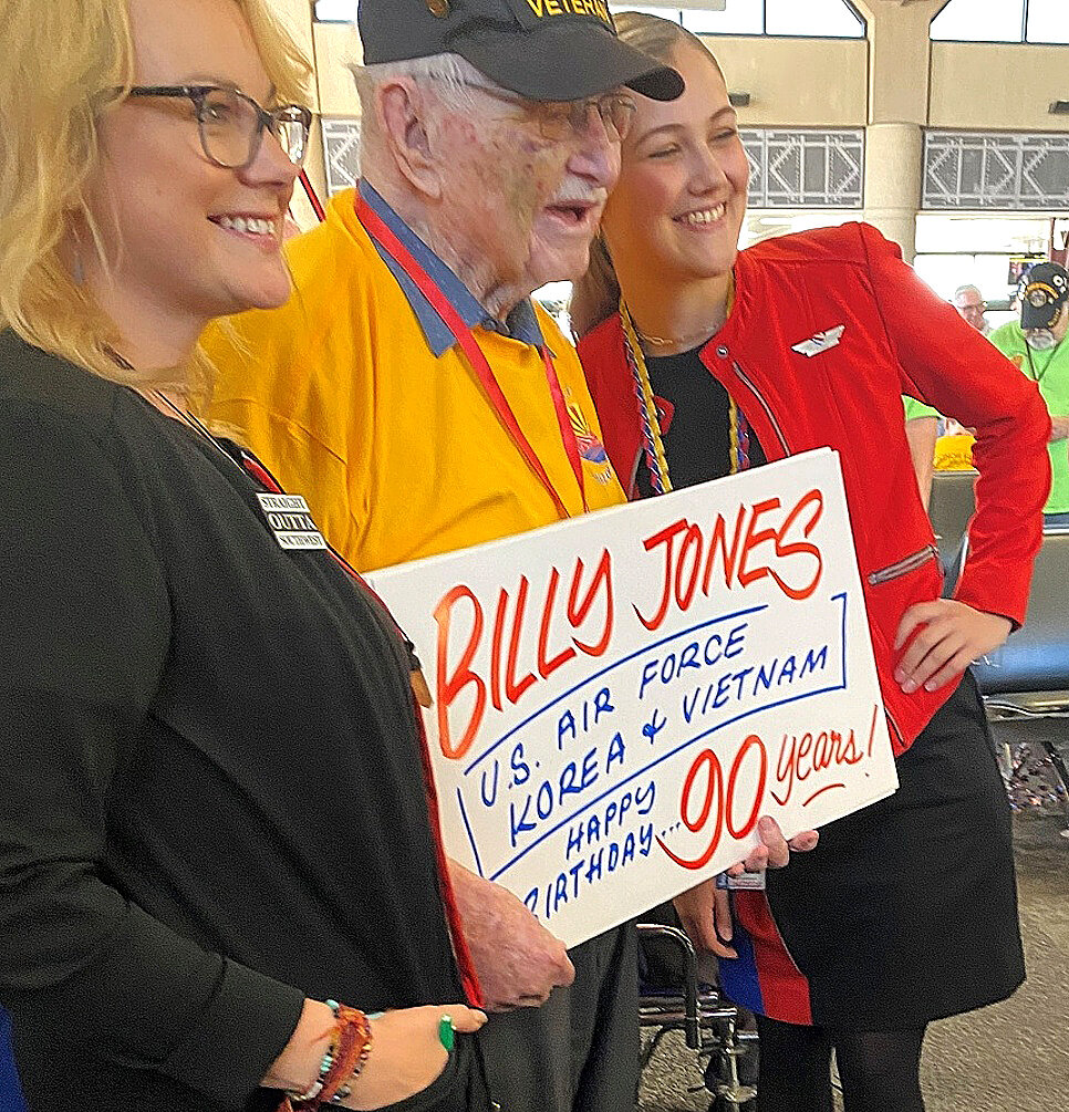 Billy Jones, who served in the Air Force in both Korea and Vietnam, celebrated his 90th birthday with loved ones just prior to boarding the Honor Flight on Sept. 26.