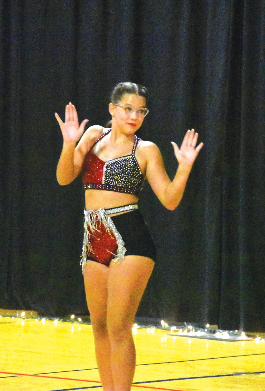 Seventh grader Jayden Strole perfroms a routine to Christina Aguilera’s “Candyman.” (Independent Newsmedia/ George Zeliff)