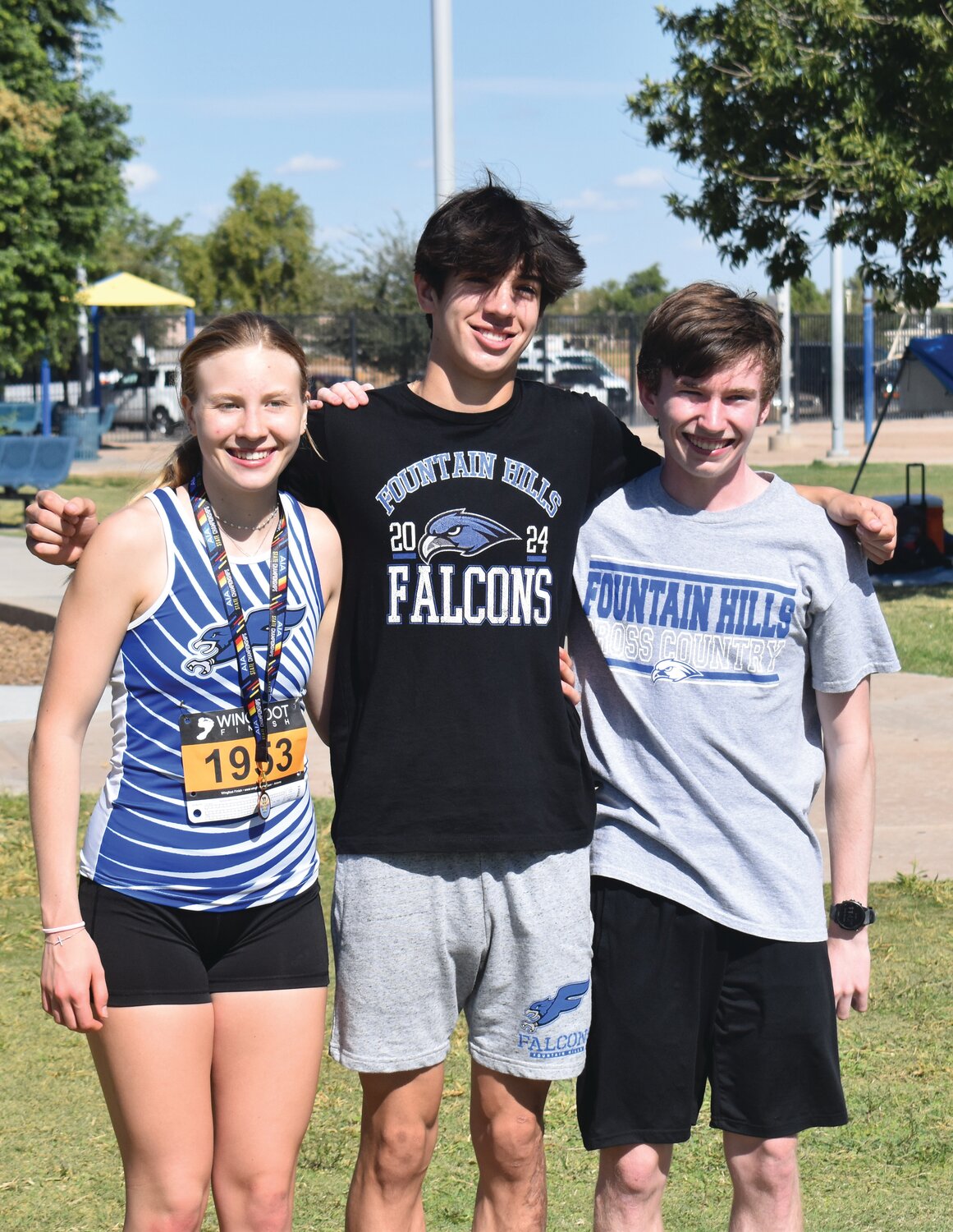Senior Skye Alker, senior Caleb Lara and sophomore Colby Wright all qualified for the cross country state championship as individual runners. (Independent Newsmedia/George Zeliff)